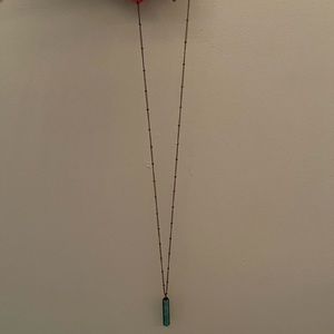 Very long turquoise pendant necklace